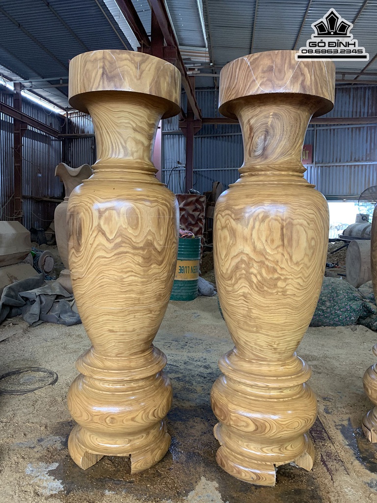 Cặp Lục Bình Gỗ Cẩm Vàng Cao 180 Đường Kính 53 (cm)4