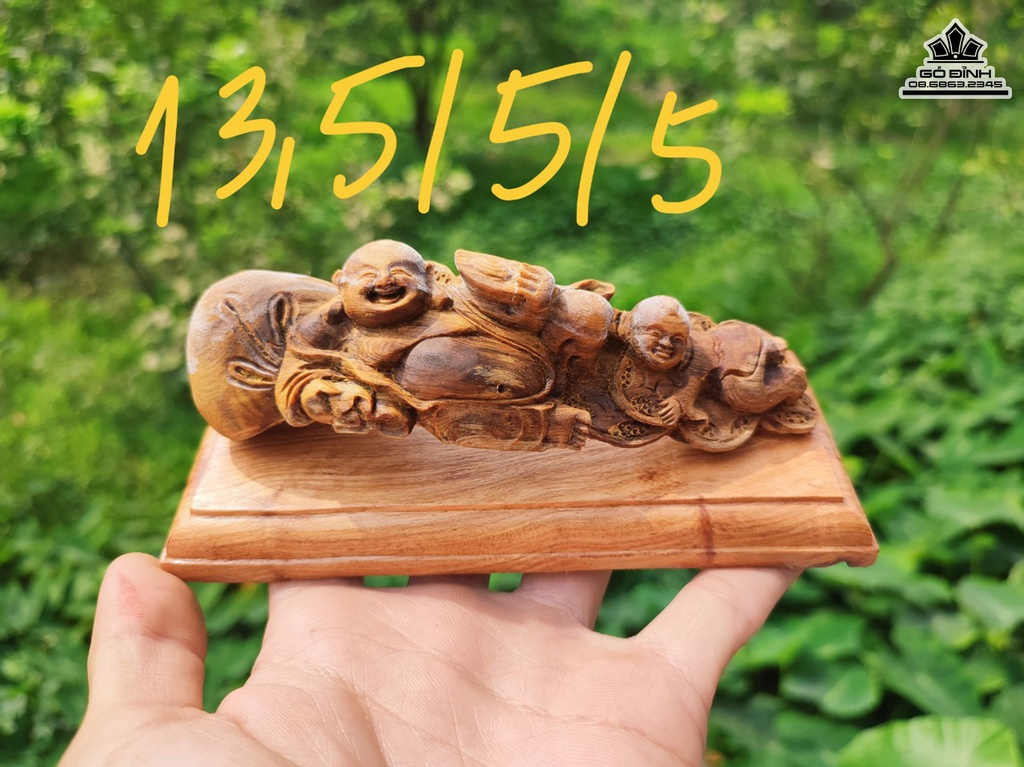Tượng Phật Di Lặc Gỗ Hoàng Đàn Cao 5 Ngang 13.5 Sâu 5 (cm) 0