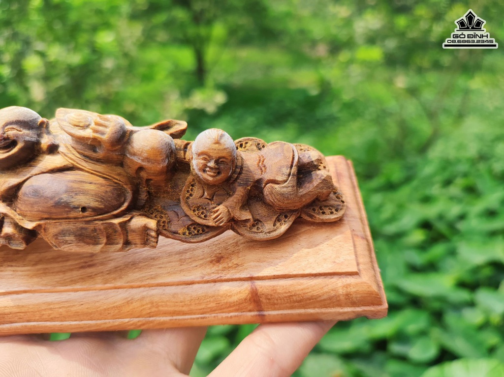 Tượng Phật Di Lặc Gỗ Hoàng Đàn Cao 5 Ngang 13.5 Sâu 5 (cm) 2