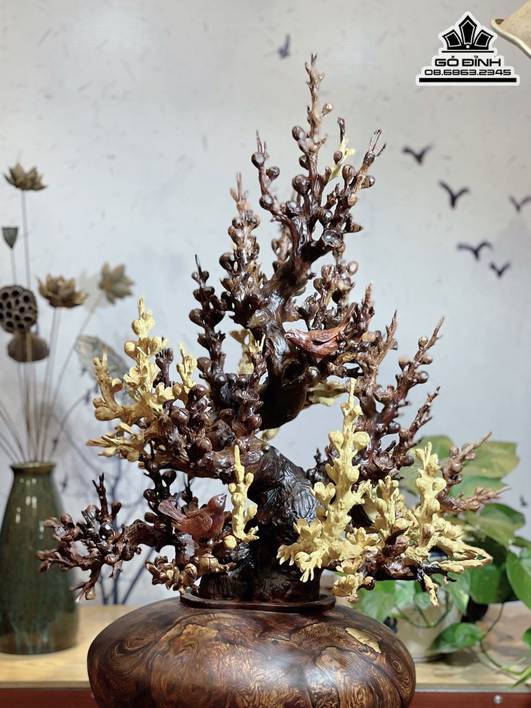 Bình Bông Mai Điểu Gỗ Cẩm Cao 100 Ngang 50 Sâu 45 (cm) 1