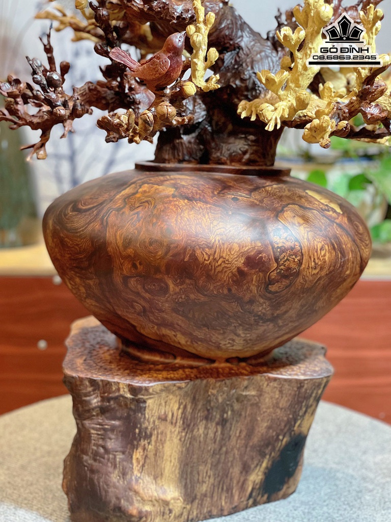 Bình Bông Mai Điểu Gỗ Cẩm Cao 100 Ngang 50 Sâu 45 (cm) 2