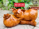 Tượng Heo Gỗ Hương Cao 25 Ngang 42 Sâu 20 (cm)4