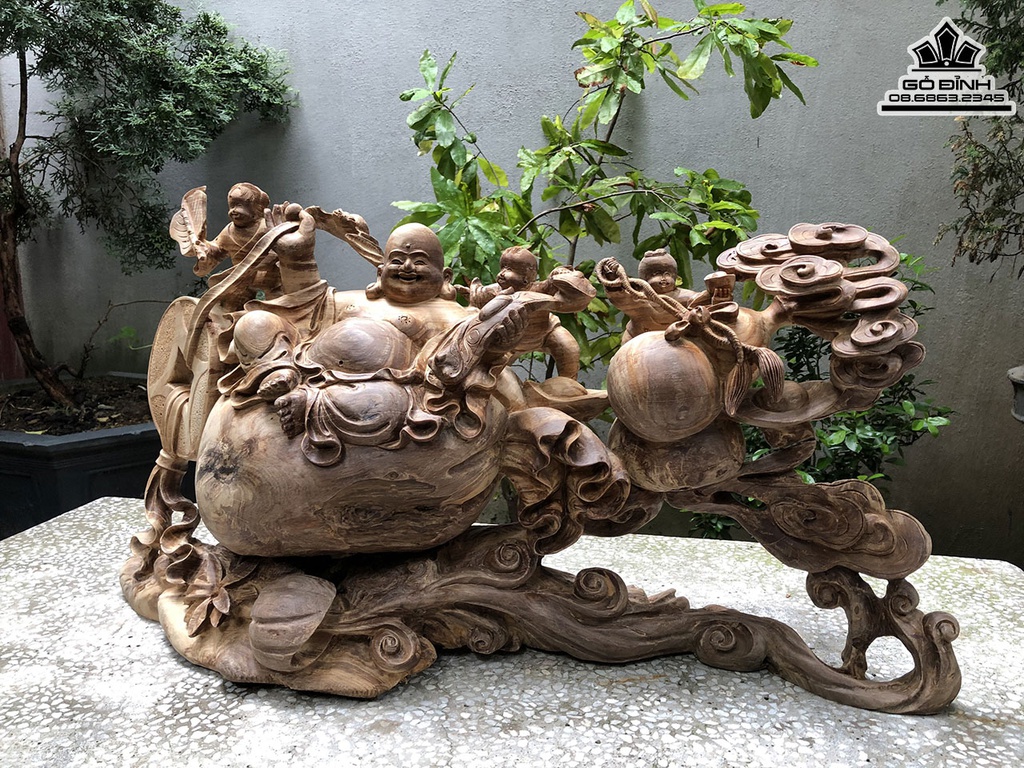 Tượng Phật Di Lặc Gỗ Ngọc Am Cao 42 Ngang 78 Sâu 20 (cm) 1