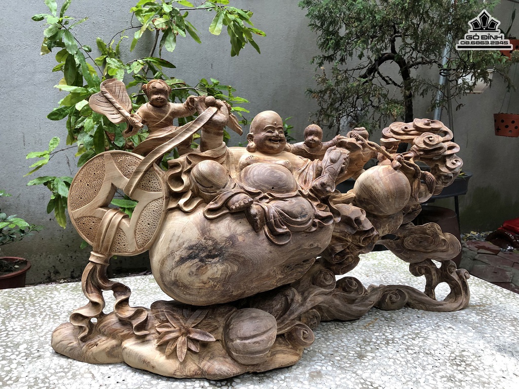 Tượng Phật Di Lặc Gỗ Ngọc Am Cao 42 Ngang 78 Sâu 20 (cm) 6
