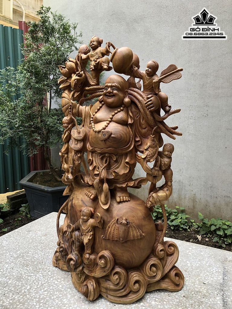 Tượng Phật Di Lặc Gỗ Xá Xị Cao 85 Ngang 55 Sâu 36 (cm) 1