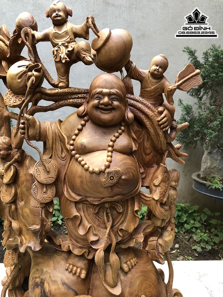 Tượng Phật Di Lặc Gỗ Xá Xị Cao 85 Ngang 55 Sâu 36 (cm) 3