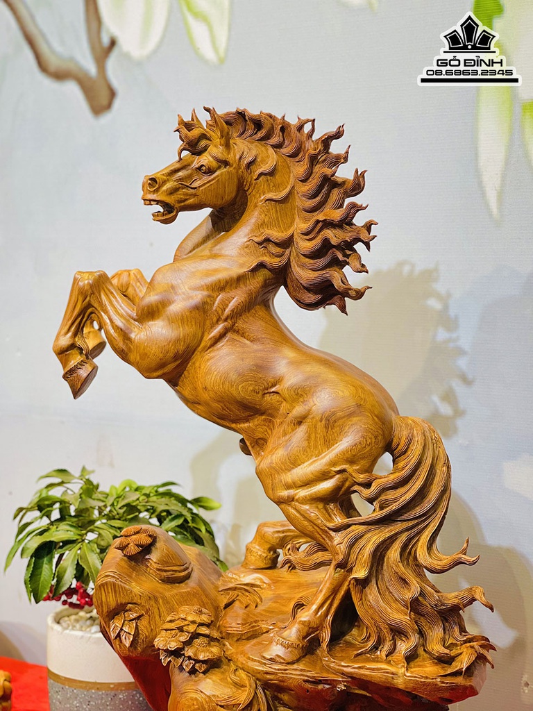 Tượng Ngựa Nhất Mã Gỗ Hương Cao 77 Ngang 60 Sâu 35 (cm) 2