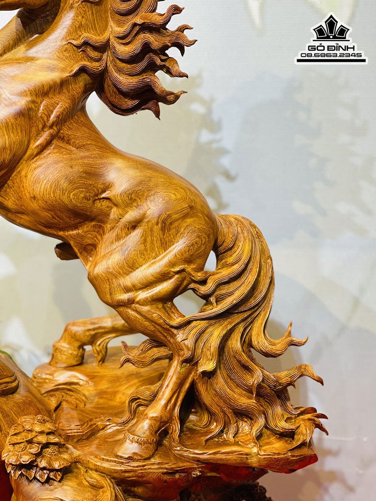 Tượng Ngựa Nhất Mã Gỗ Hương Cao 77 Ngang 60 Sâu 35 (cm) 3