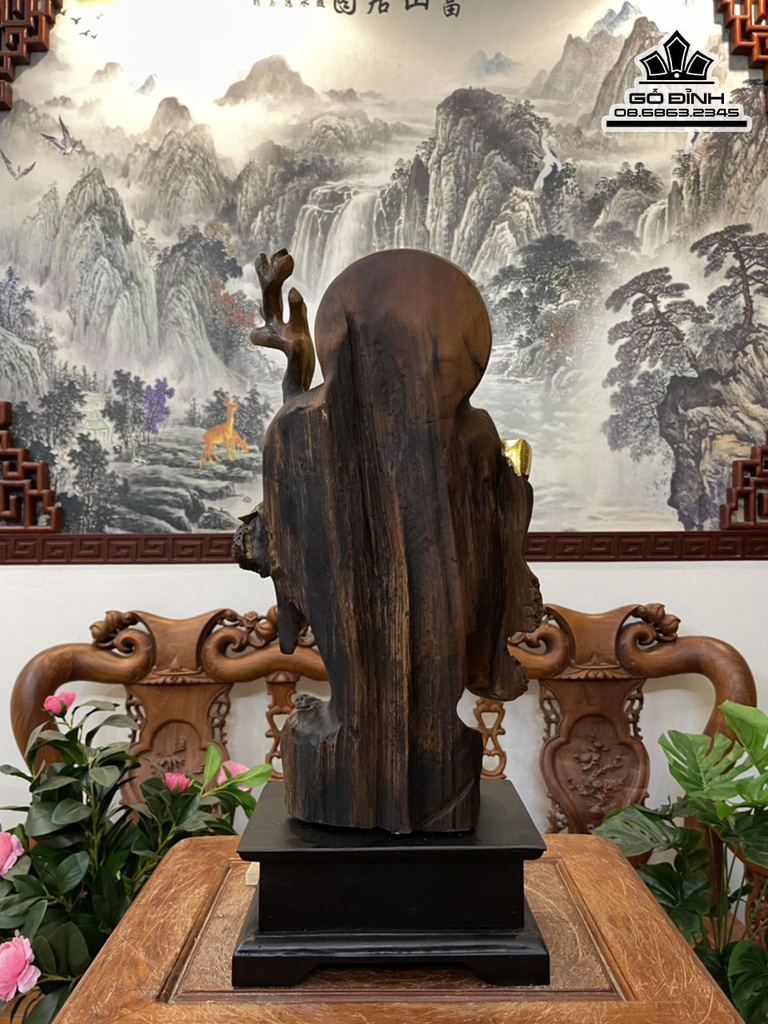 Tượng Phật Di Lặc Gỗ Bách Xanh Cao 47 Ngang 24 Sâu 12 (cm) 4