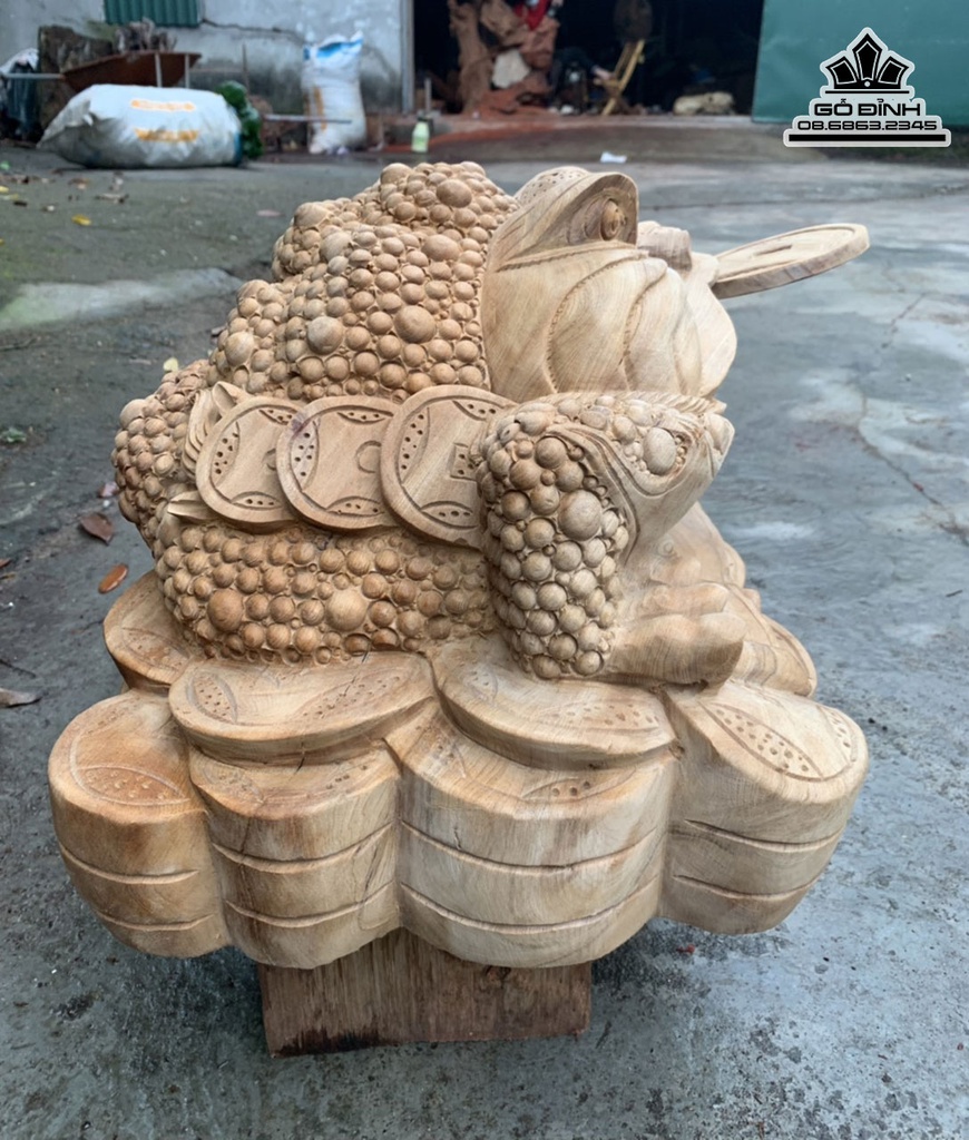 Tượng Cóc Gỗ Ngọc Am Cao 30 Ngang 50 Sâu 33 (cm) 2