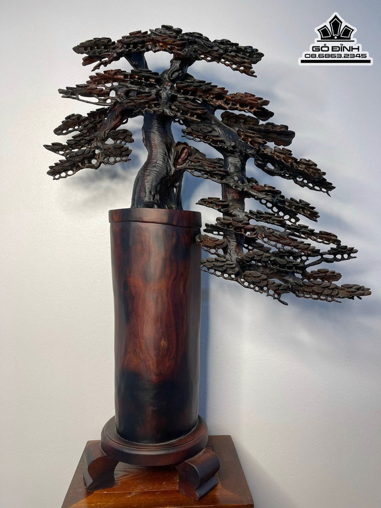 Bình Tùng Bonsai Gỗ Trắc Cao 100 Ngang 65 Sâu 20 (cm) 0