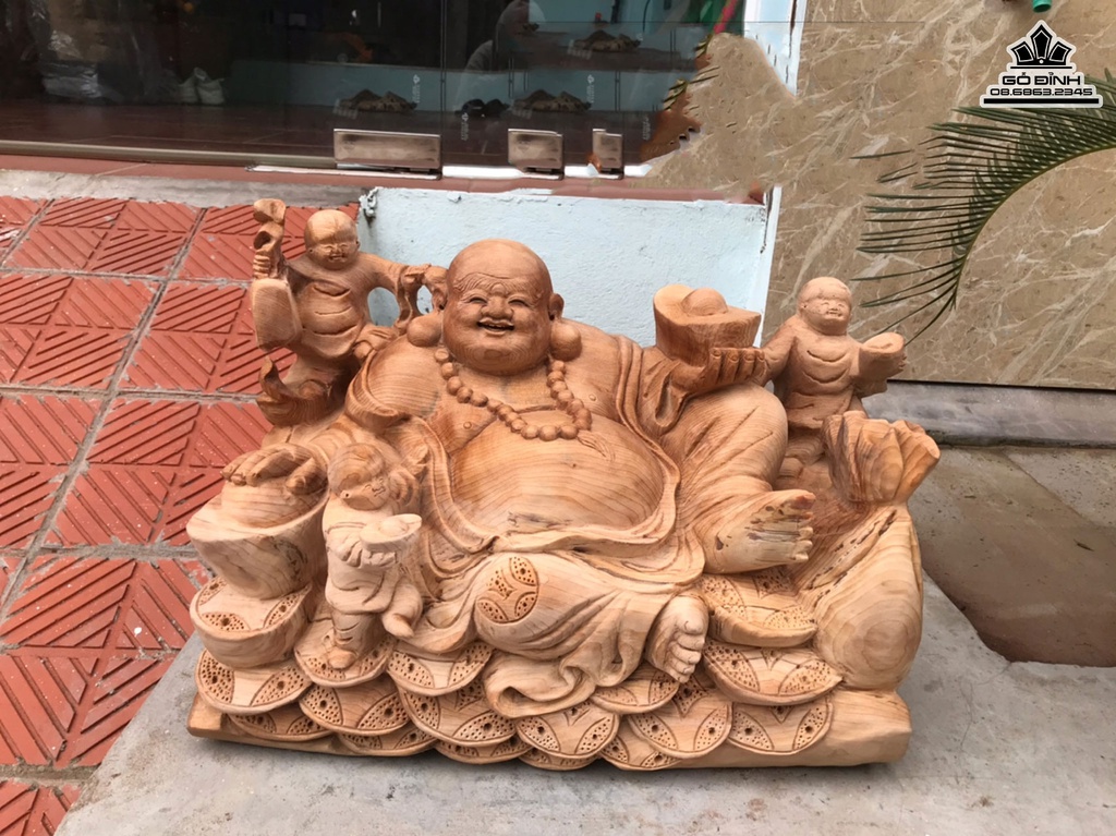 Tượng Phật Di Lặc Gỗ Ngọc Am Cao 32 Ngang 46 Sâu 25 (cm) 0