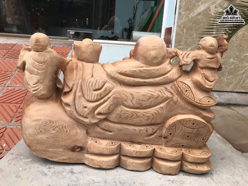 Tượng Phật Di Lặc Gỗ Ngọc Am Cao 32 Ngang 46 Sâu 25 (cm)4