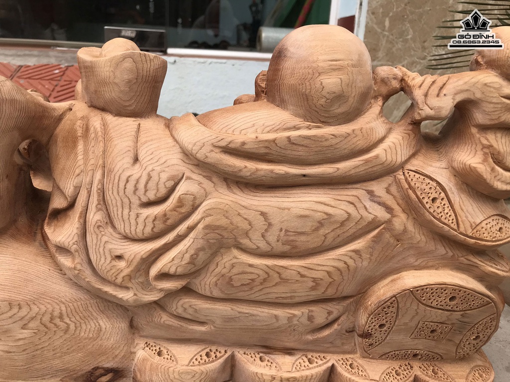 Tượng Phật Di Lặc Gỗ Ngọc Am Cao 32 Ngang 46 Sâu 25 (cm) 8