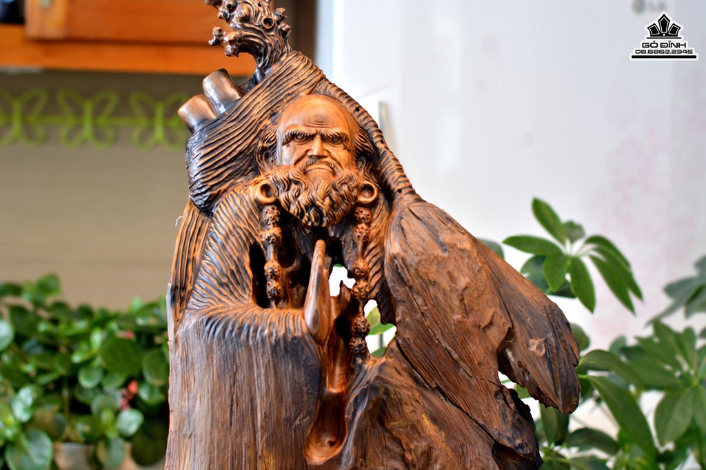 Tượng Đạt Ma Sư Tổ Gỗ Bách Xanh Cao 75 Ngang 35 Sâu 11 (cm) 2