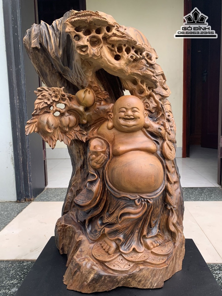 Tượng Phật Di Lặc Gỗ Bách Xanh Cao 67 Ngang 36 Sâu 24 (cm) 0