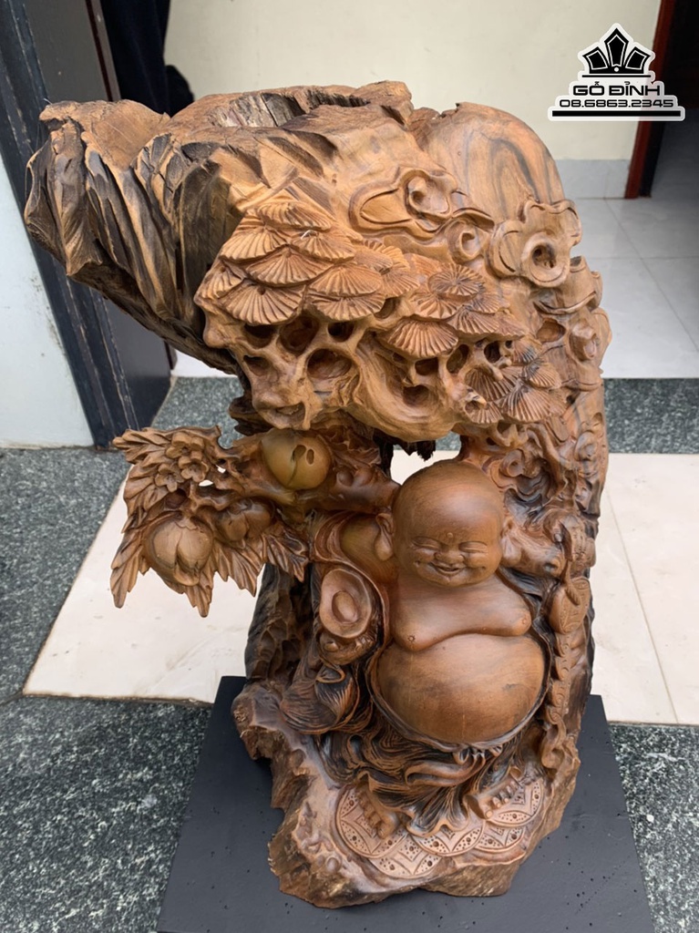 Tượng Phật Di Lặc Gỗ Bách Xanh Cao 67 Ngang 36 Sâu 24 (cm) 1