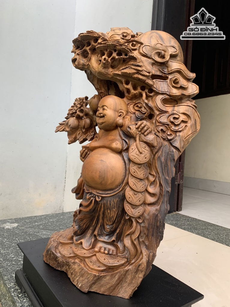 Tượng Phật Di Lặc Gỗ Bách Xanh Cao 67 Ngang 36 Sâu 24 (cm) 2
