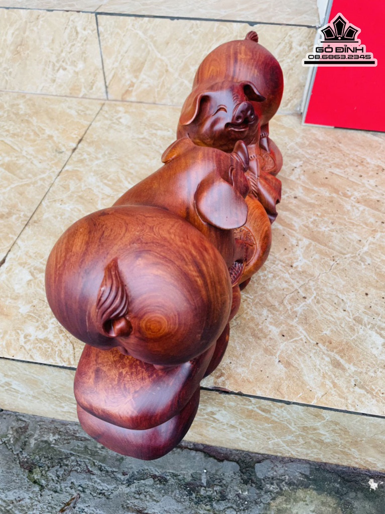 Tượng Heo Gõ Hương Việt Cao 24 Ngang 48 Sâu 15 (cm) 2