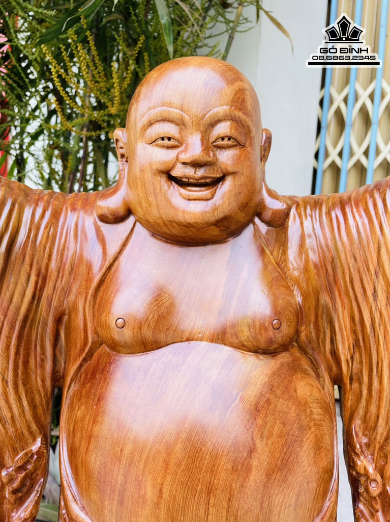 Tượng Di Lặc Chúc Phúc Gỗ Ngọc Am Liền Khối Cao 95 Ngang 48 Sâu 28 (cm) 0