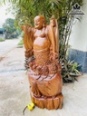 Tượng Di Lặc Chúc Phúc Gỗ Ngọc Am Liền Khối Cao 95 Ngang 48 Sâu 28 (cm) 2