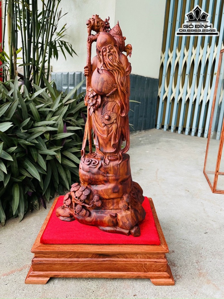 Tượng Ông Thọ Gỗ Sữa Cao 42 Ngang 21 Sâu 11 Cả Kỷ 58 (cm) 0