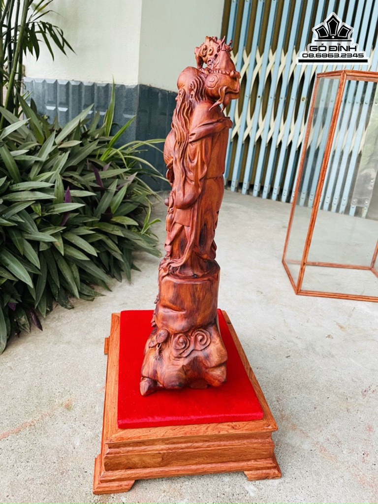 Tượng Ông Thọ Gỗ Sữa Cao 42 Ngang 21 Sâu 11 Cả Kỷ 58 (cm) 2