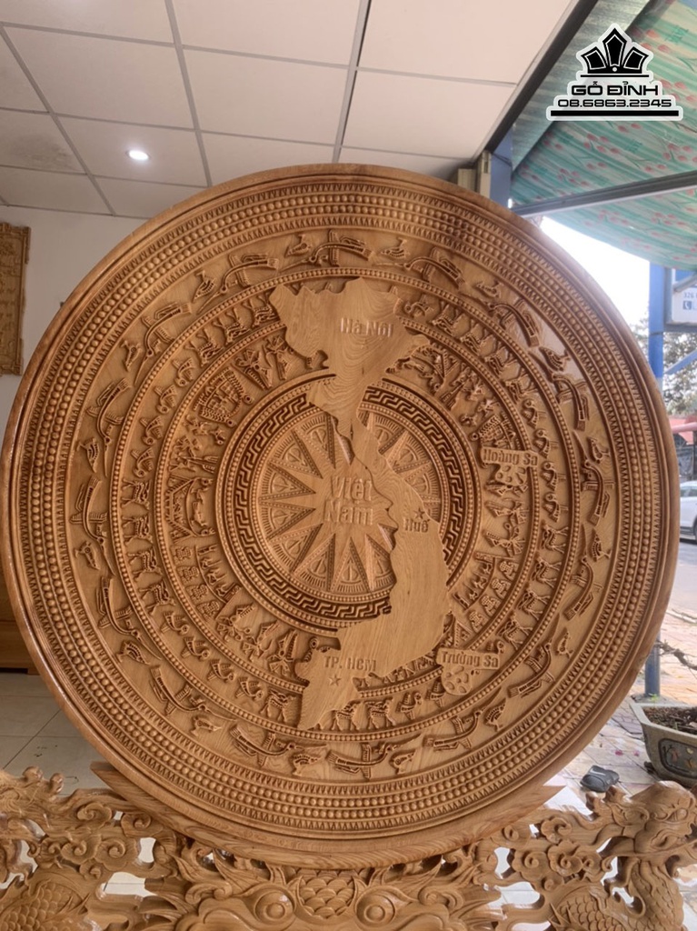 Trống Rồng Gỗ Pơ Mu Cao 150  Ngang 127 Sâu 35 Dày 4.5 (cm) 1