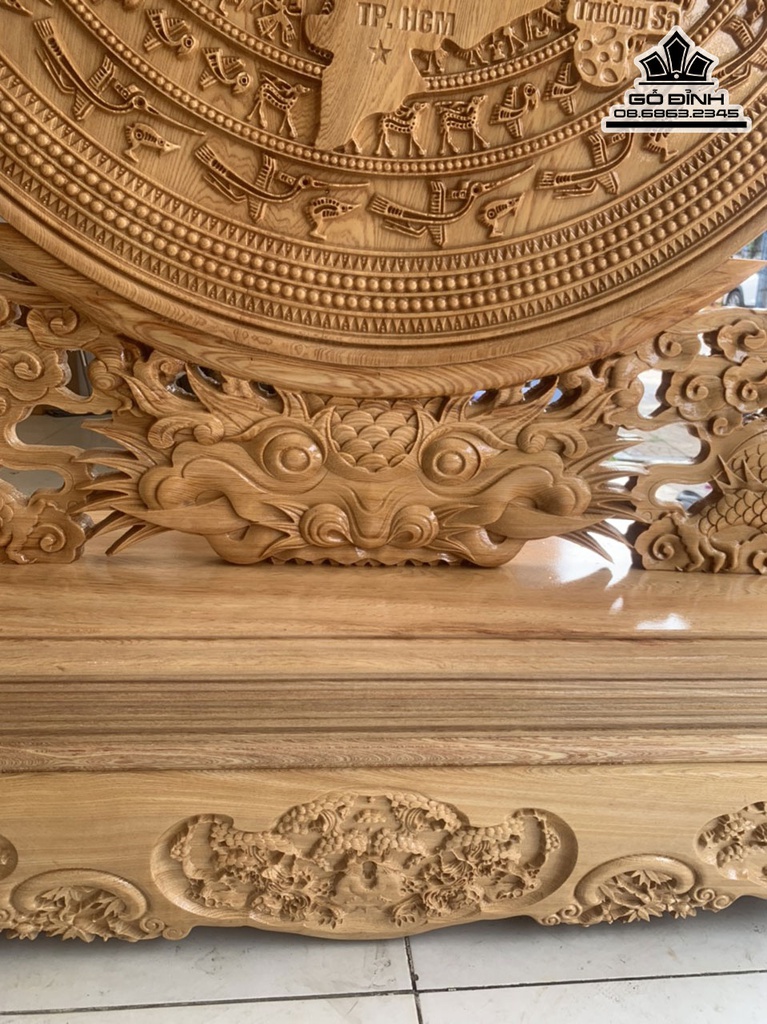 Trống Rồng Gỗ Pơ Mu Cao 150  Ngang 127 Sâu 35 Dày 4.5 (cm) 5