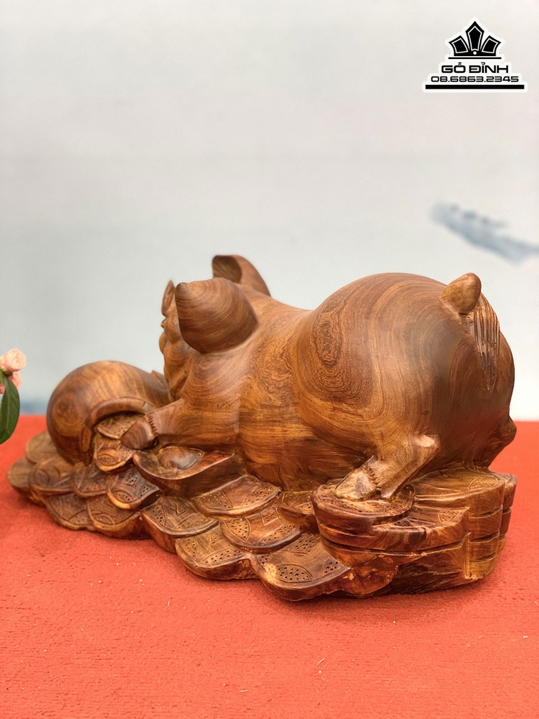 Tượng Heo Gỗ Hương Cao 28 Ngang 50 Sâu 30 (cm) 0