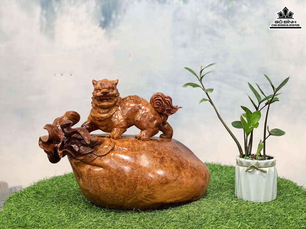 Tượng Nghê Gỗ Nu Hương Cao 28 Ngang 36 Sâu 20 (cm) 0