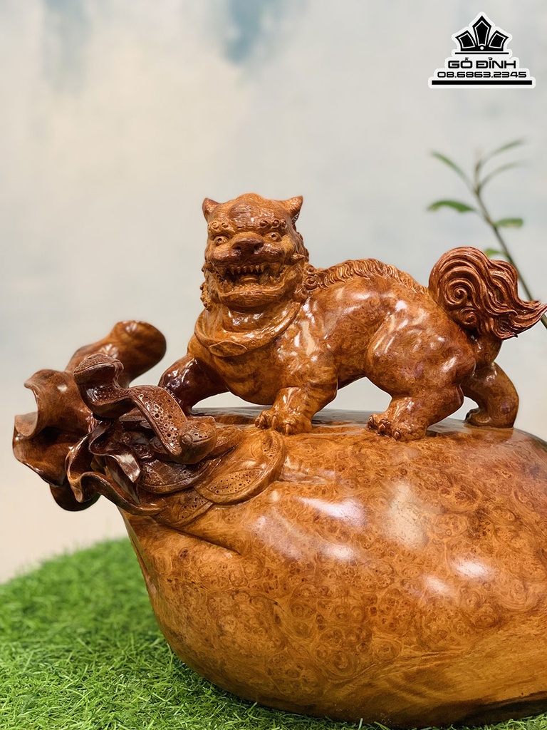 Tượng Nghê Gỗ Nu Hương Cao 28 Ngang 36 Sâu 20 (cm) 2