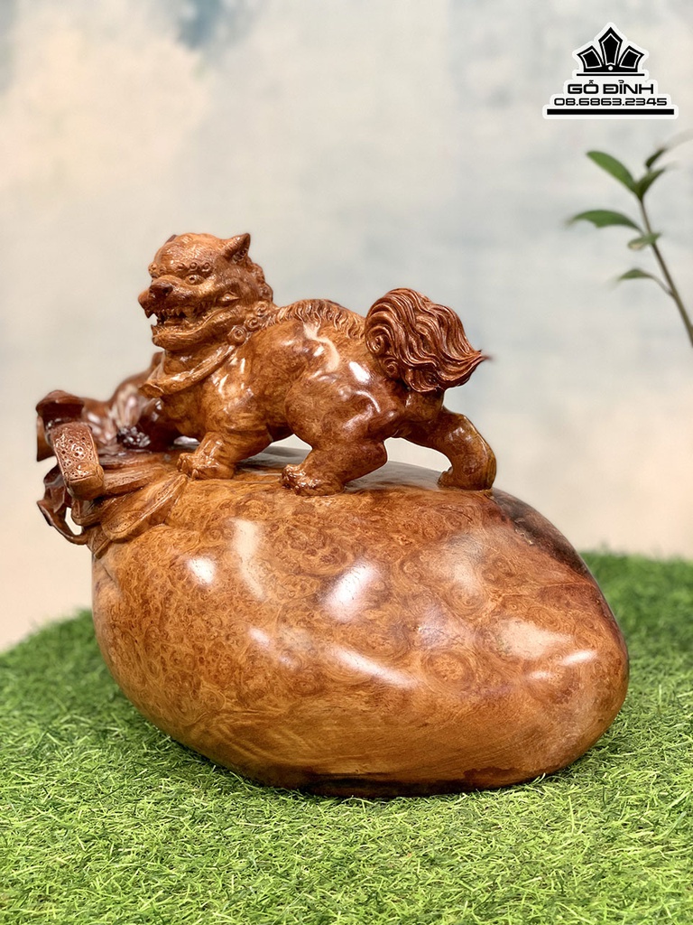 Tượng Nghê Gỗ Nu Hương Cao 28 Ngang 36 Sâu 20 (cm) 4