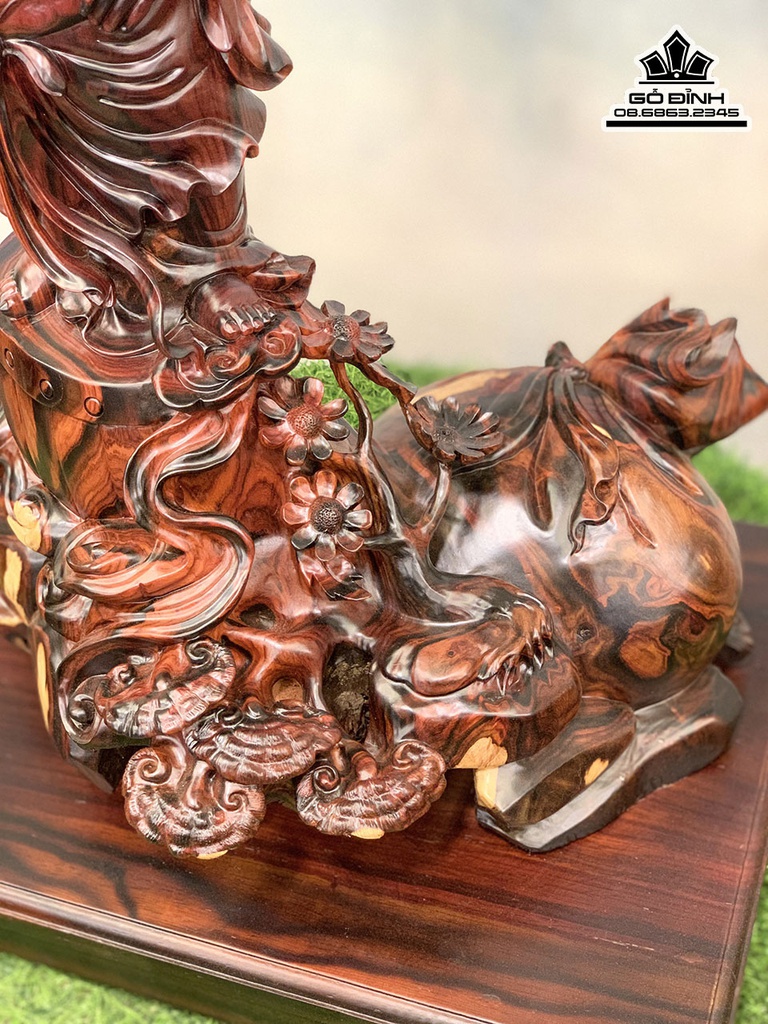 Tượng Phật Di Lặc Đứng Trống Gỗ Trắc Cao 55 Ngang 38 Sâu 32 (cm) 1