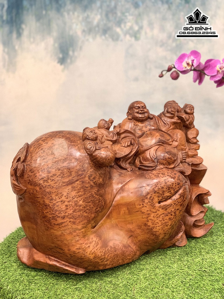 Tượng Phật Di Lặc Gỗ Nu Ngọc Am Cao 36 Ngang 56 Sâu 26 (cm) 0