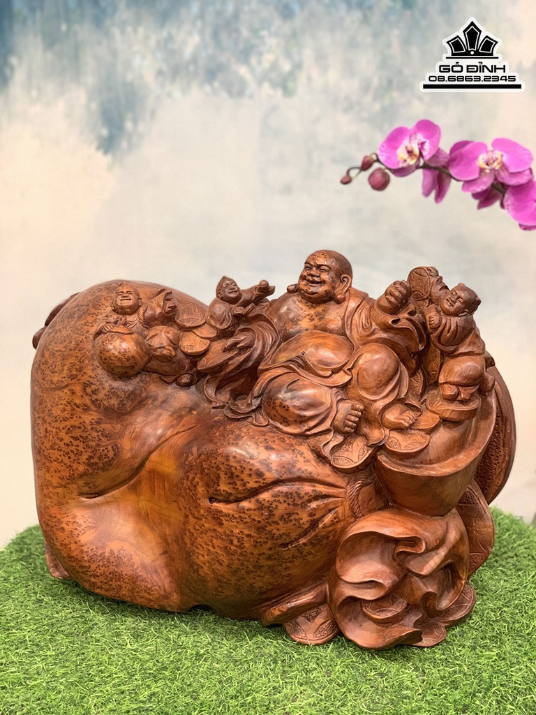 Tượng Phật Di Lặc Gỗ Nu Ngọc Am Cao 36 Ngang 56 Sâu 26 (cm) 1