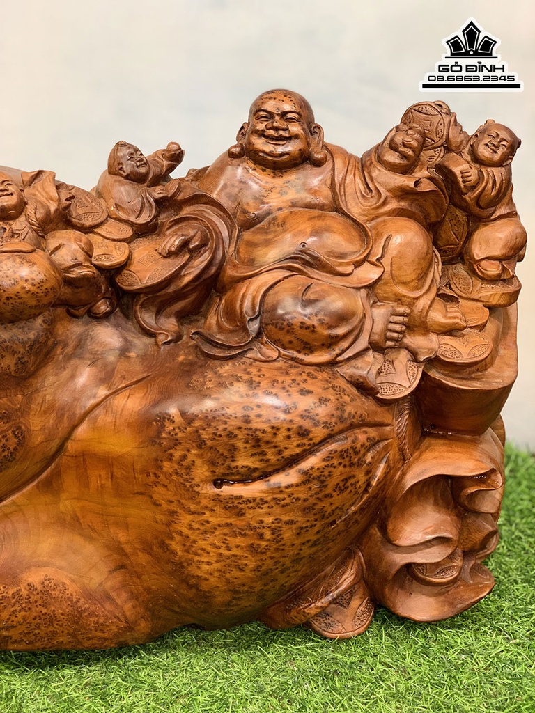 Tượng Phật Di Lặc Gỗ Nu Ngọc Am Cao 36 Ngang 56 Sâu 26 (cm) 2