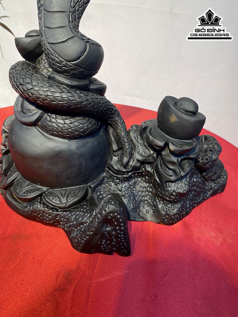 Tượng Rắn Gỗ Mun Sừng Cao 35 Ngang 33 Sâu 22 (cm)7