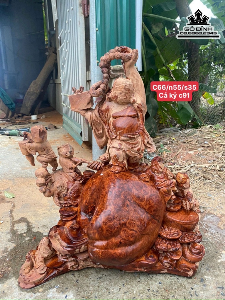 Tượng Phật Di Lặc Gỗ Nu Hương Cao 66 Ngang 55 Sâu 35 (cm) 0