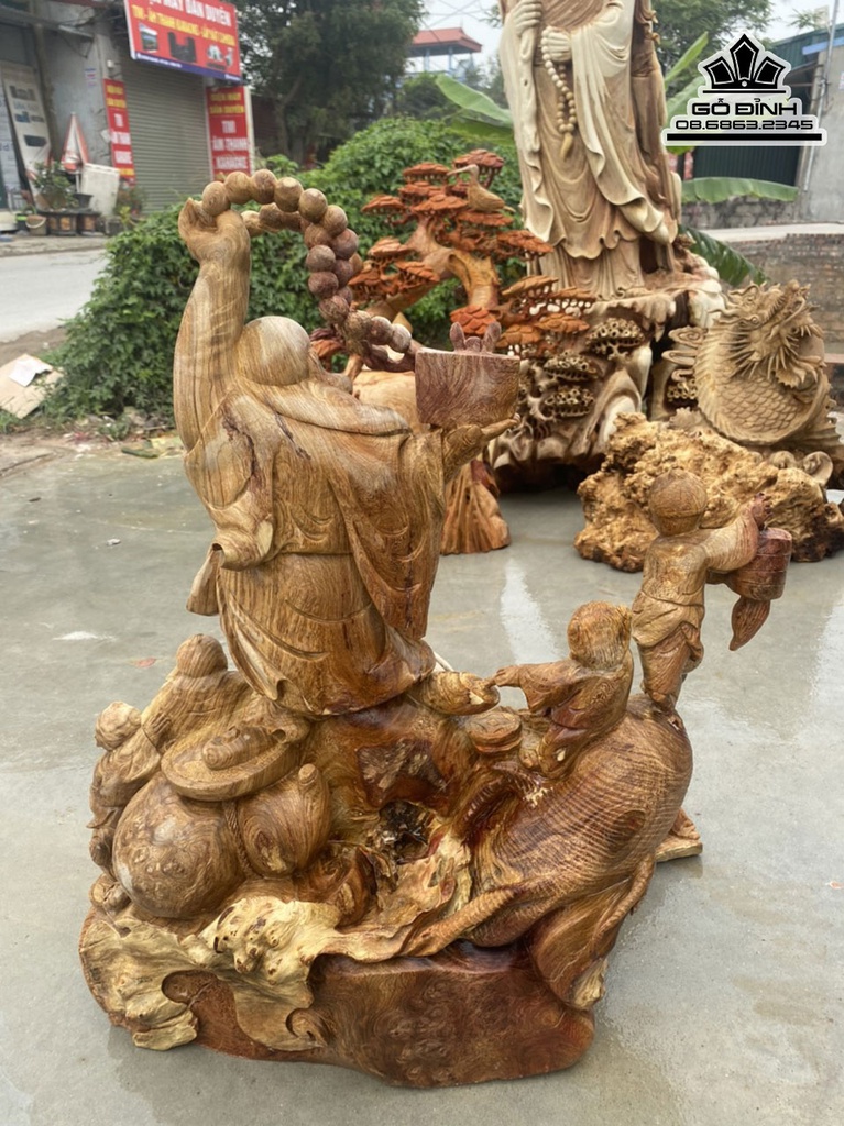 Tượng Phật Di Lặc Gỗ Nu Hương Cao 66 Ngang 55 Sâu 35 (cm) 1