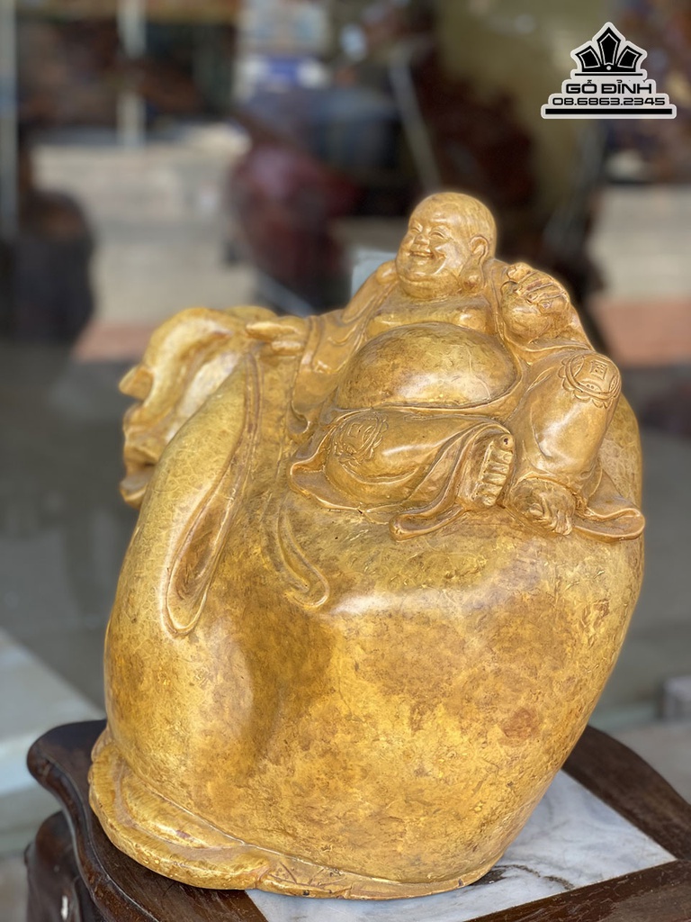 Tượng Phật Di Lặc Gỗ Nu Kháo Cao 38 Ngang 40 Sâu 30 (cm) 6