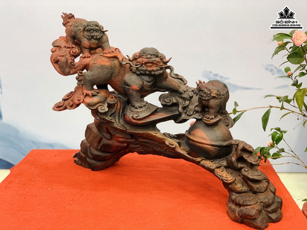 Tượng Tam Nghê Gỗ Trắc Cao 51 Ngang 75 Sâu 32 (cm) 0