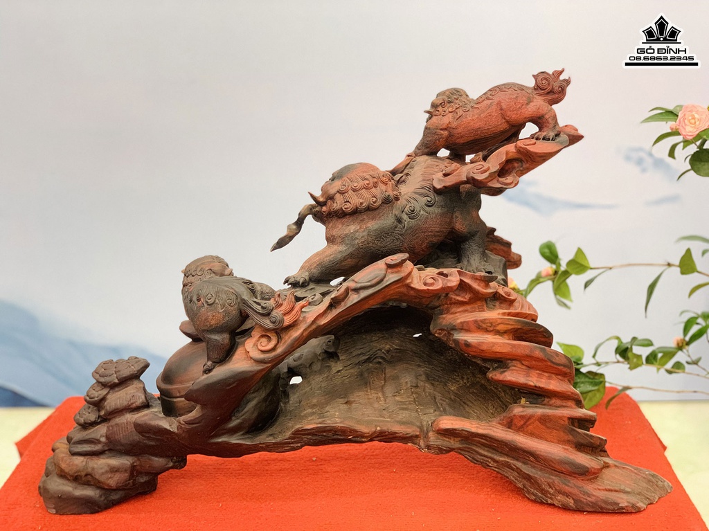 Tượng Tam Nghê Gỗ Trắc Cao 51 Ngang 75 Sâu 32 (cm) 1