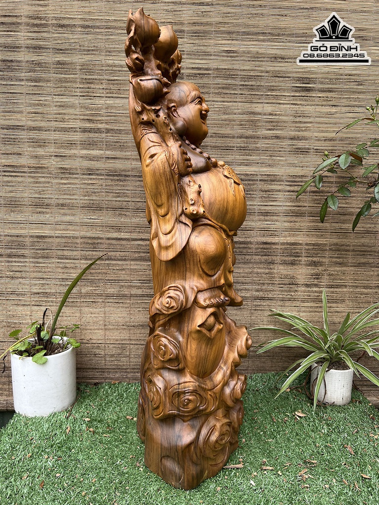 Tượng Phật Di Lặc Gỗ Bách Xanh Cao 66 Ngang 24 Sâu 19 (cm) 2