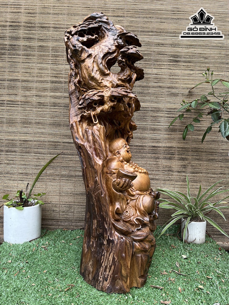 Tượng Phật Di Lặc Gỗ Bách Xanh Cao 66 Ngang 32 Sâu 21 (cm) 0