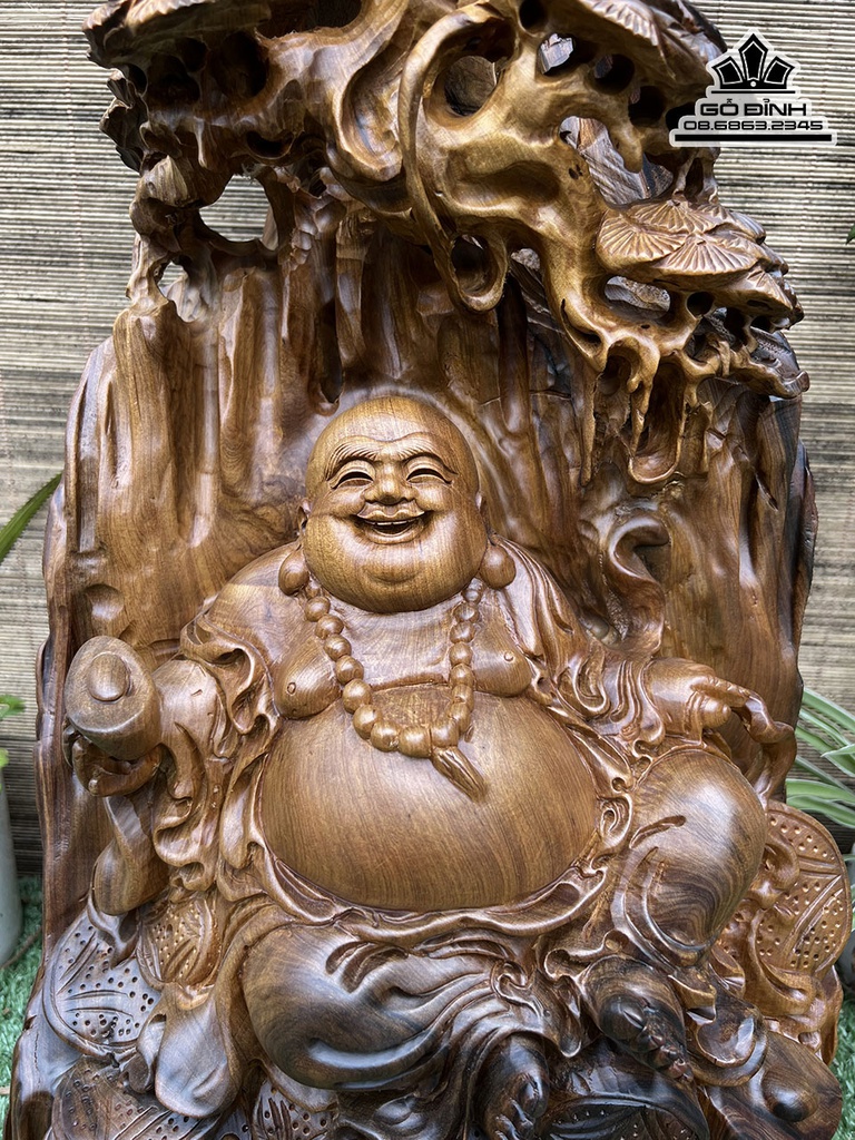 Tượng Phật Di Lặc Gỗ Bách Xanh Cao 66 Ngang 32 Sâu 21 (cm) 1