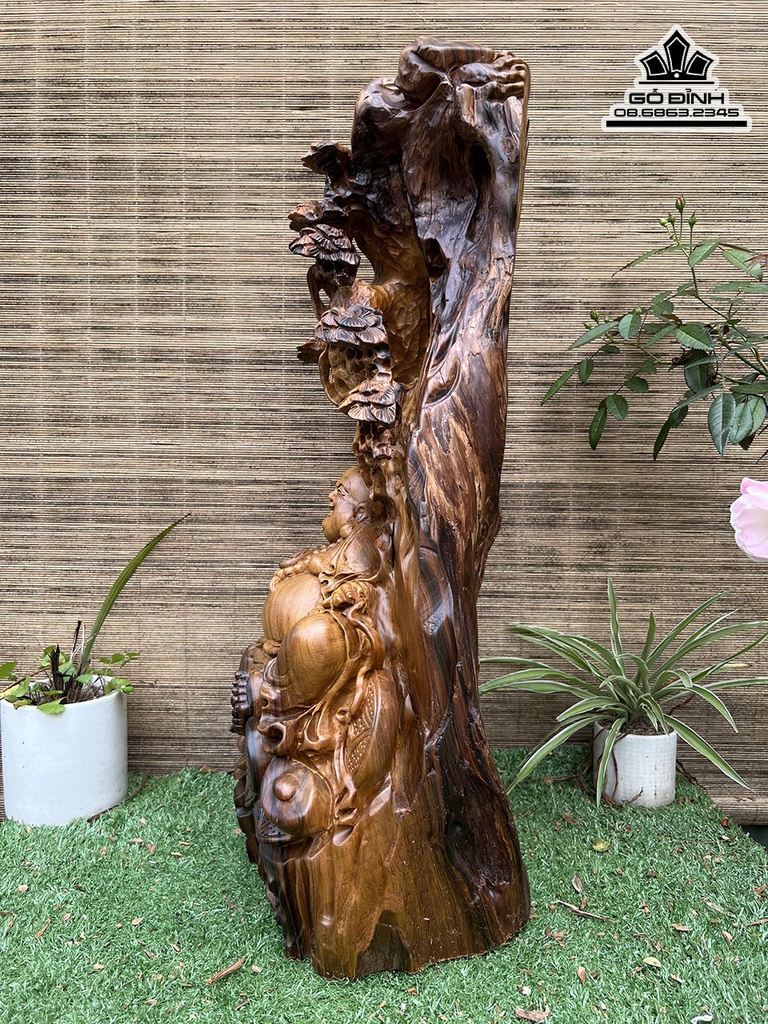 Tượng Phật Di Lặc Gỗ Bách Xanh Cao 66 Ngang 32 Sâu 21 (cm)3
