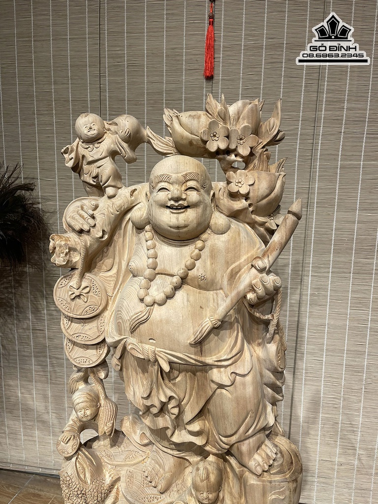 Tượng Phật Di Lặc Gỗ Ngọc Am Cao 85 Ngang 46 Sâu 20 (cm)4