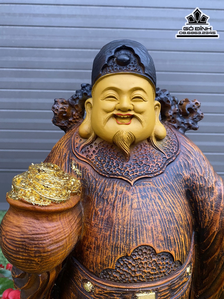 Tượng Thần Tài Gỗ Hương Cao 52 Ngang 24 Sâu 15 (cm) 2