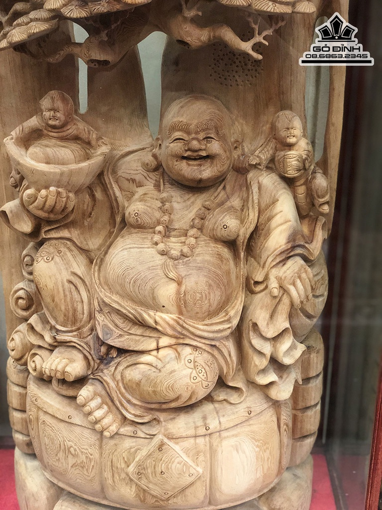 Tượng Phật Di Lặc Gỗ Ngọc Am Cao 95 Ngang 47 Sâu 23 (cm)